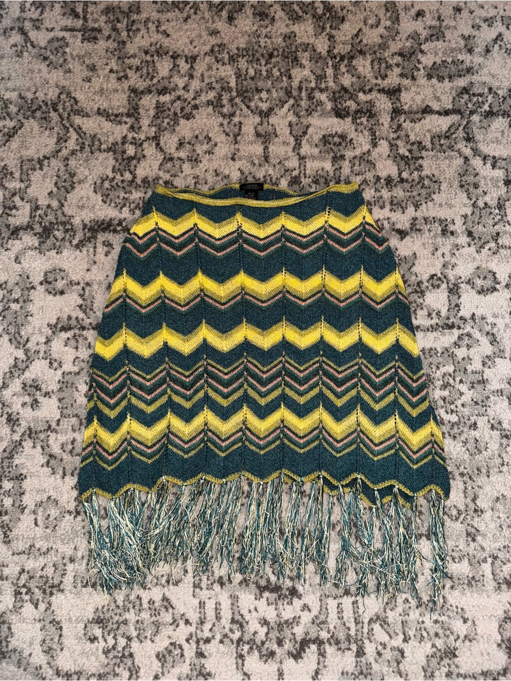 Chevron Fringe Mini Skirt in Yellow and Green